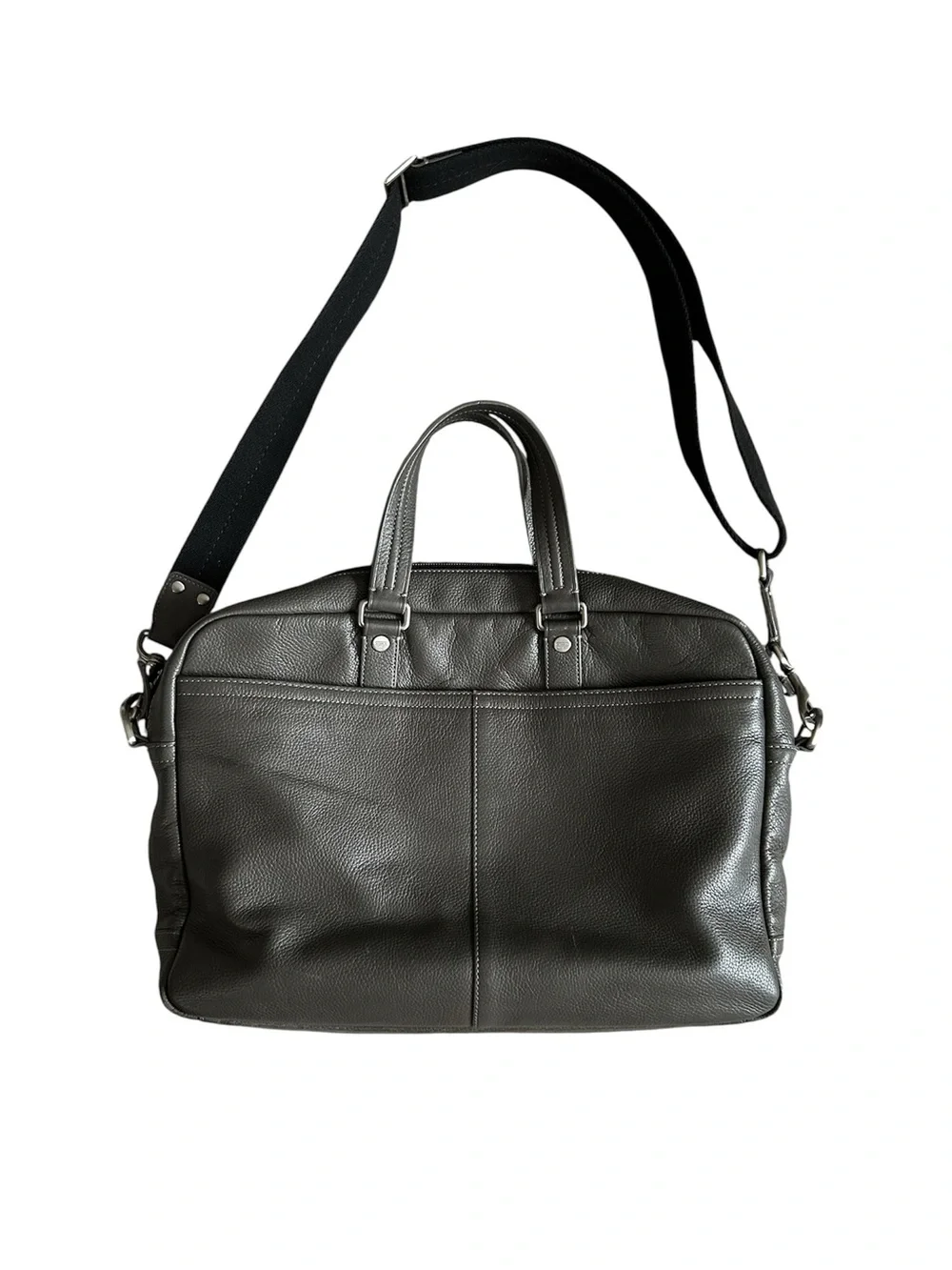 Coach Metropolitan Gray Leather Messenger Briefcase with Shoulder Strap